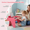 Costway 25 Keys Digital Piano with Music Stand,Teaching Mode,Lighted Keys, Adjustable Speed Pink