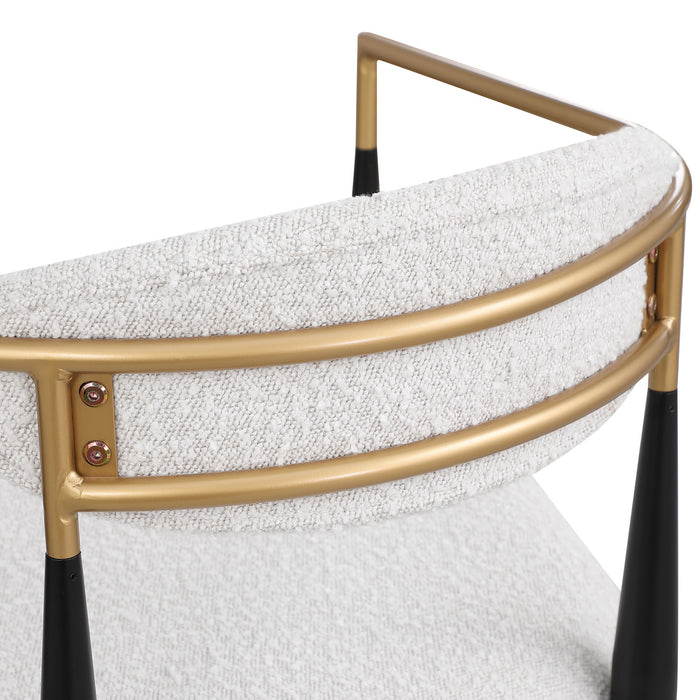 Tammy Counter-height Stool Set Of 2 With Boucle Fabric & Gold Accent - White