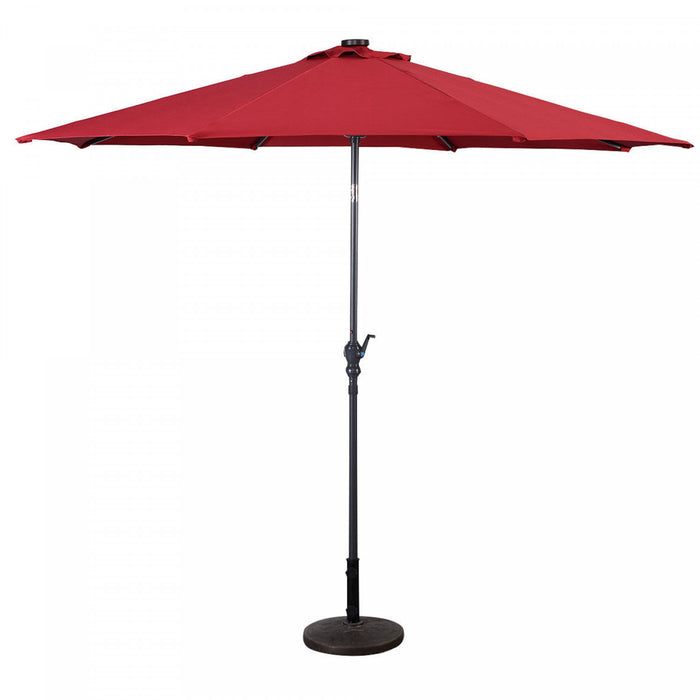 Costway 10ft Patio Solar Umbrella LED Patio Market Steel Tilt w/ Crank Outdoor Burgundy