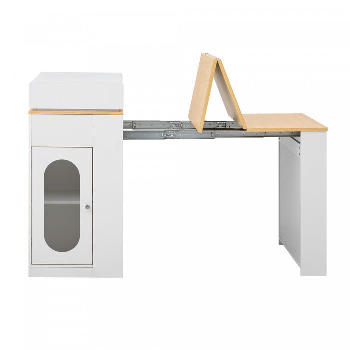 Logan Extendable Dining Table with Folding Top and Storage Drawers,White