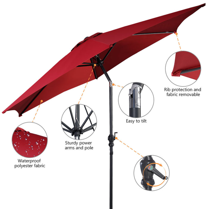 Costway 9FT Patio Umbrella Sun Shade Market Steel Tilt W/ Crank Yard Garden Burgundy