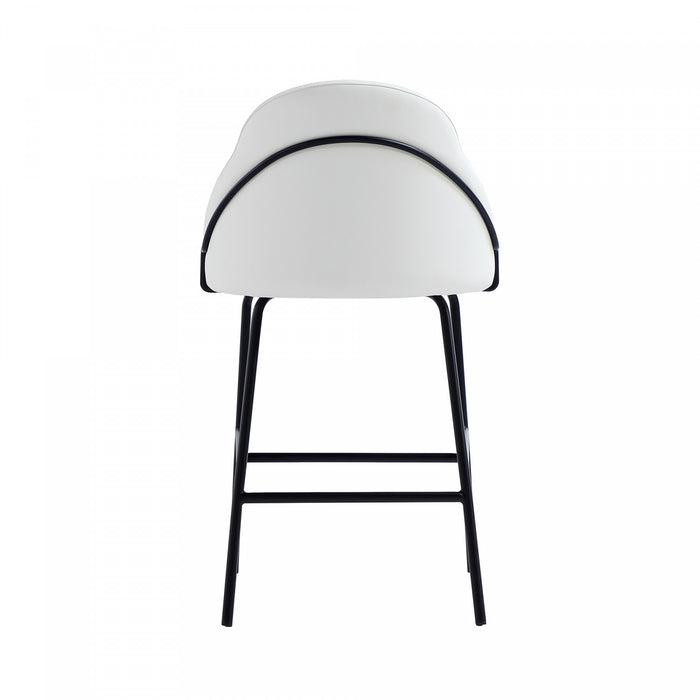 Gracie Modern Metal Upholstered Counter Stool in White and Black - Set of 2