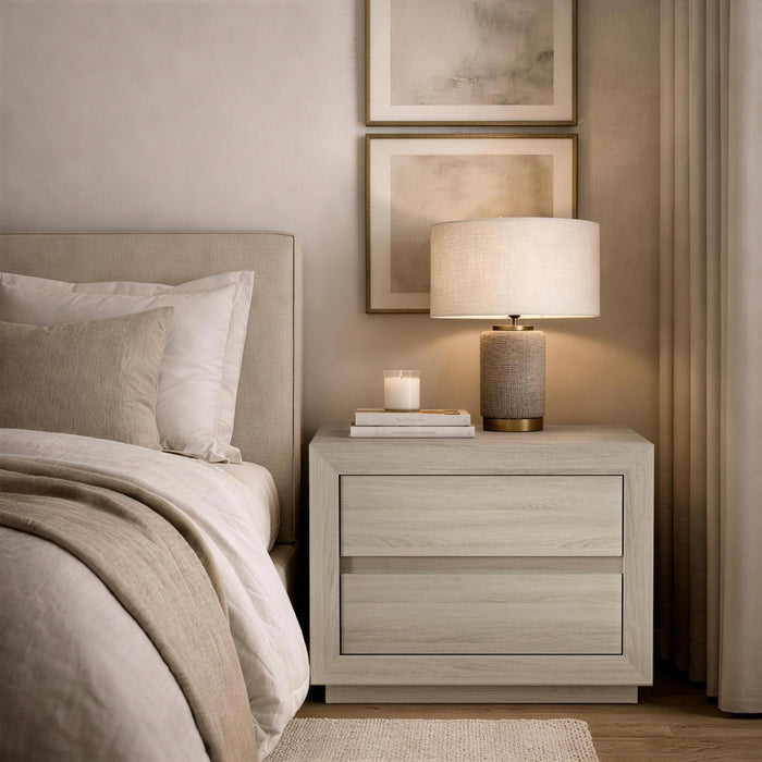 Soren Contemporary 32\" Nightstand in Whitewashed Oak (2-Drawer)