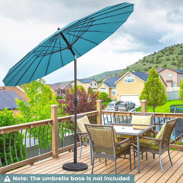 Costway 9 FT Patio Round Market Umbrella with Push Button Tilt, Crank Handle, Vented Top Turquoise