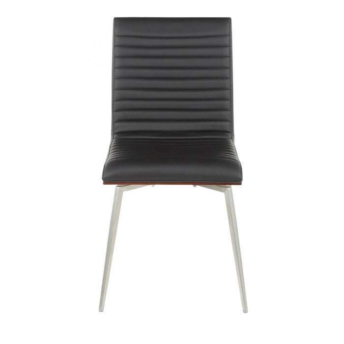LumiSource Mason Black Faux Leather Contemporary Dining Accent Chair with Swivel - Set of 2