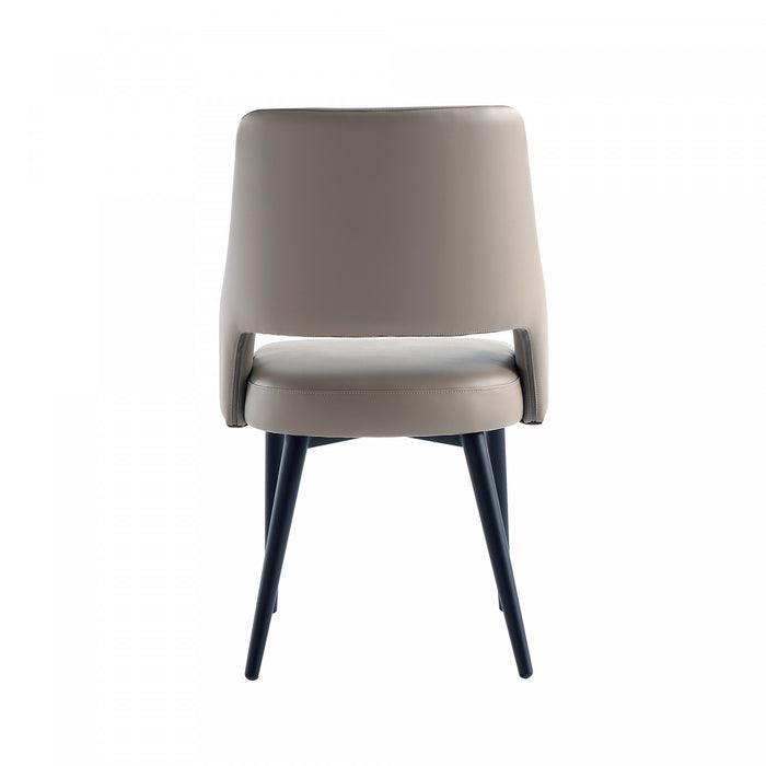 Tremont Modern Vegan Leather Metal Dining Chair in Taupe - Set of 2
