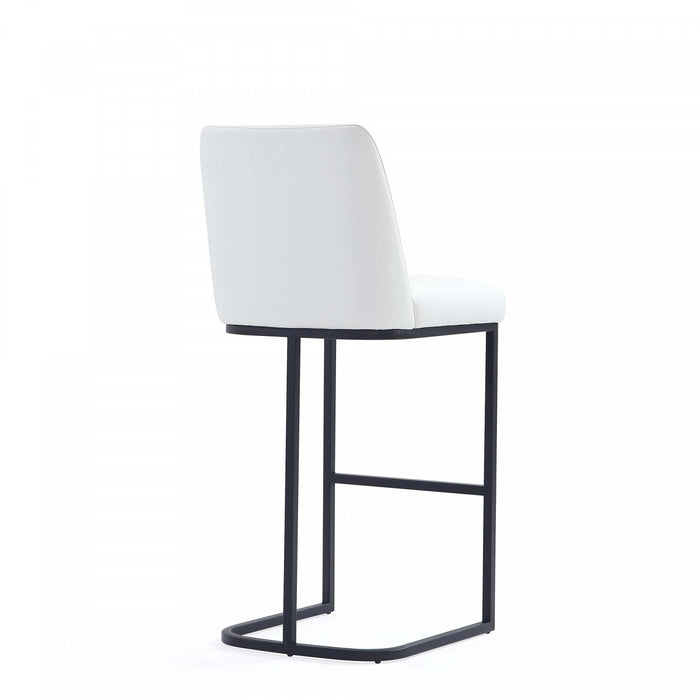 Serena Modern Metal Upholstered Barstool in White - Set of 3 Bar Stool