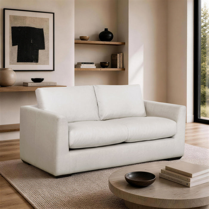 Cleo Contemporary Upholstered Loveseat in Cream
