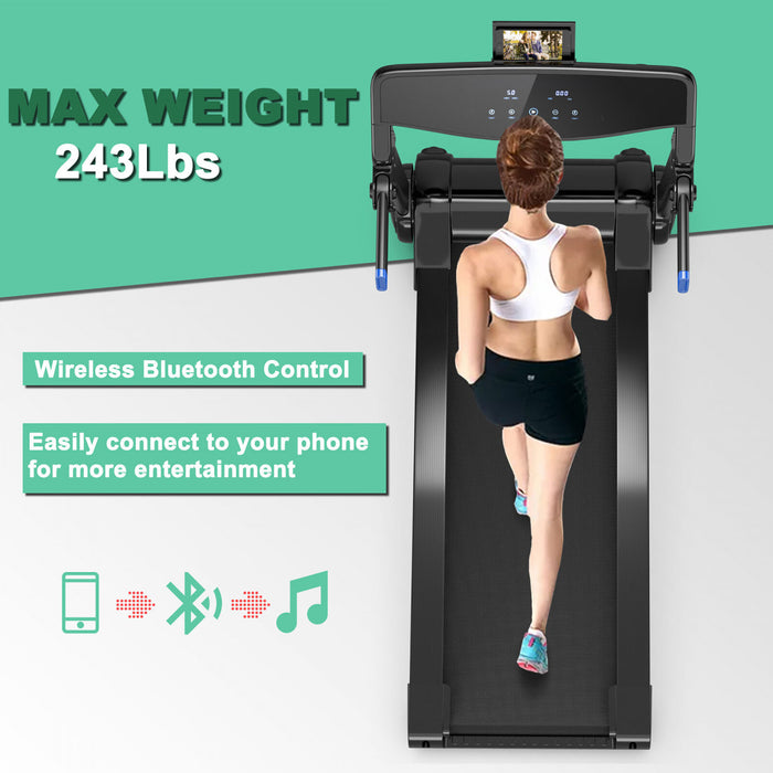Superfit 3hp Folding Electric Treadmill Running Machine W/ Speaker Blue