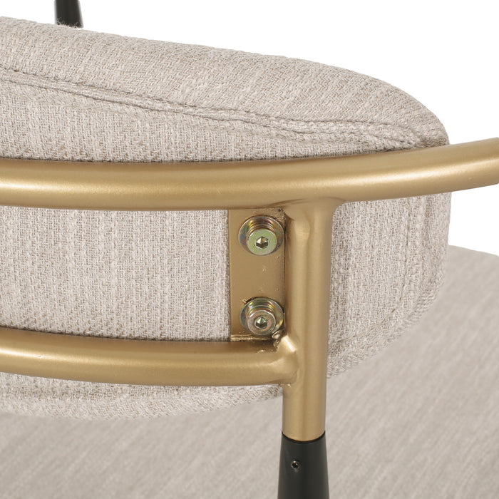Mila Dining Chair Set Of 2 With Upholstered Fabric And Metal Frame - Beige and Black