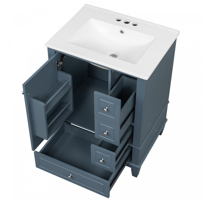 Sophia 24\" Bathroom Vanity with Ceramic Sink, Gray Blue