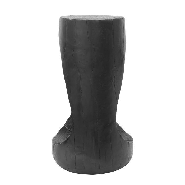 Brio 26.57\" Rustic Tree-Stump MGO Accent Table, Unique Wood Grain Indoor Side Table, Black