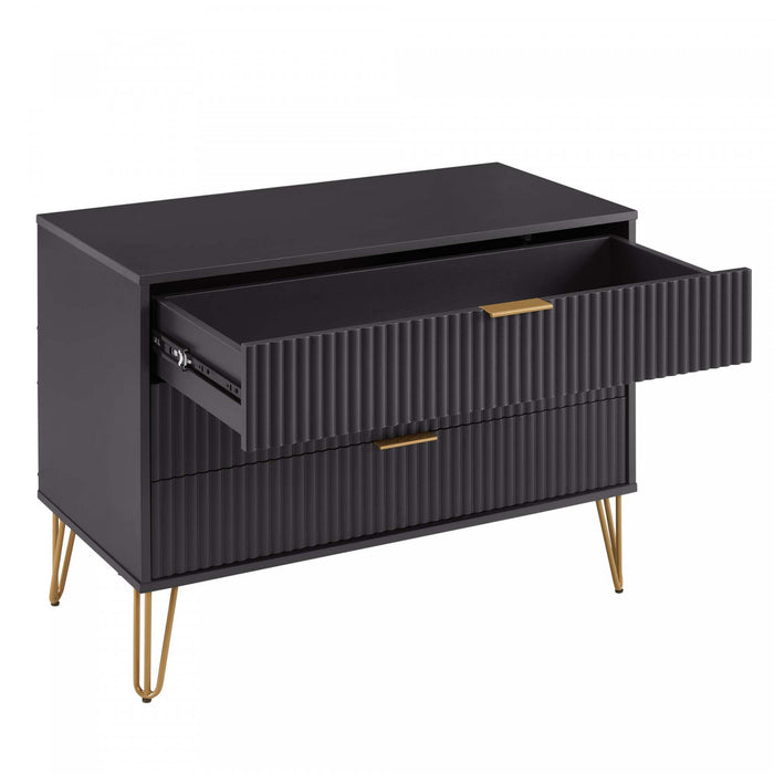 Dumbo Modern 35\" Fluted Dresser in Black (3-Drawer)