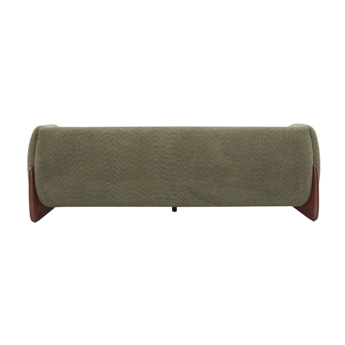 Harold 82.75\" Wood Boucle Sherpa 3-Seater Sofa,Olive Green Loveseat