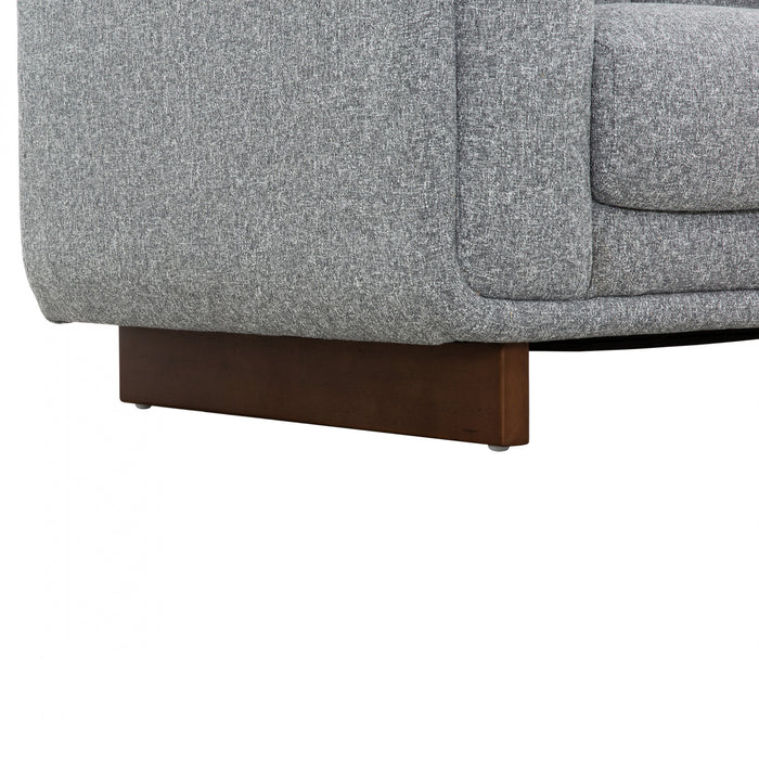 Caden 43 in. Fabric Accent Chair with Block Arms and Wood Legs - Grey