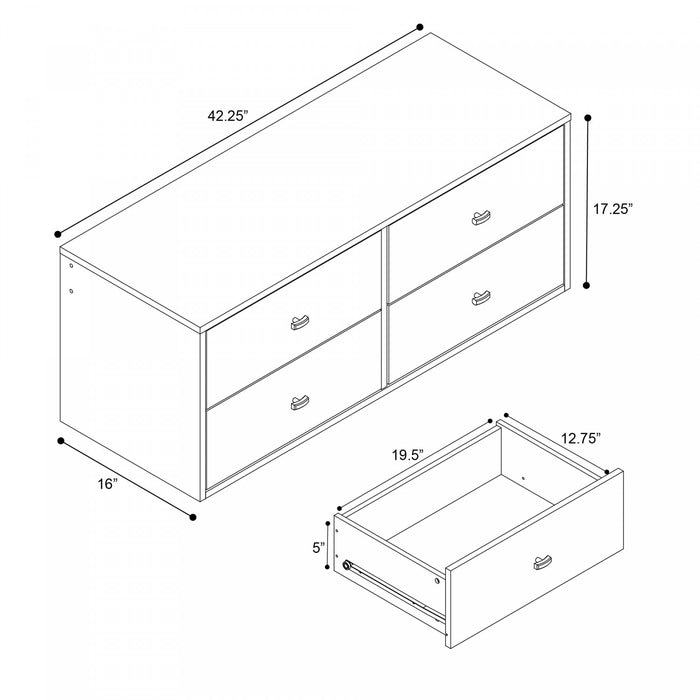 Floating 4-Drawer Dresser - White