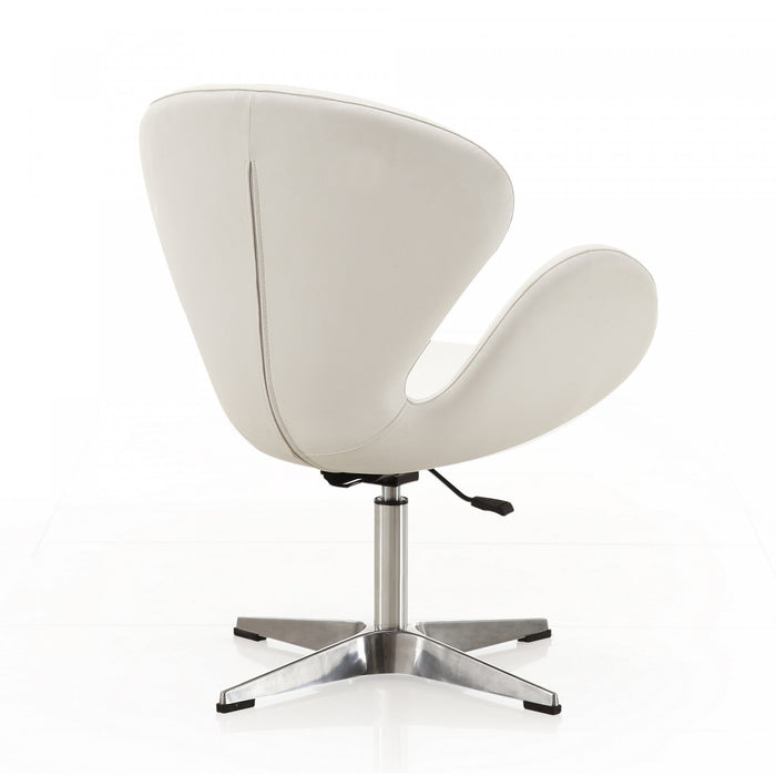 Raspberry Modern Upholstered Swivel Lounge Chair in White - Set of 2 Accent Chair