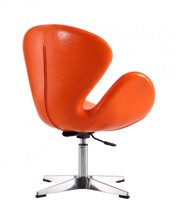 Raspberry Modern Upholstered Swivel Lounge Chair in Orange - Set of 2 Accent Chair
