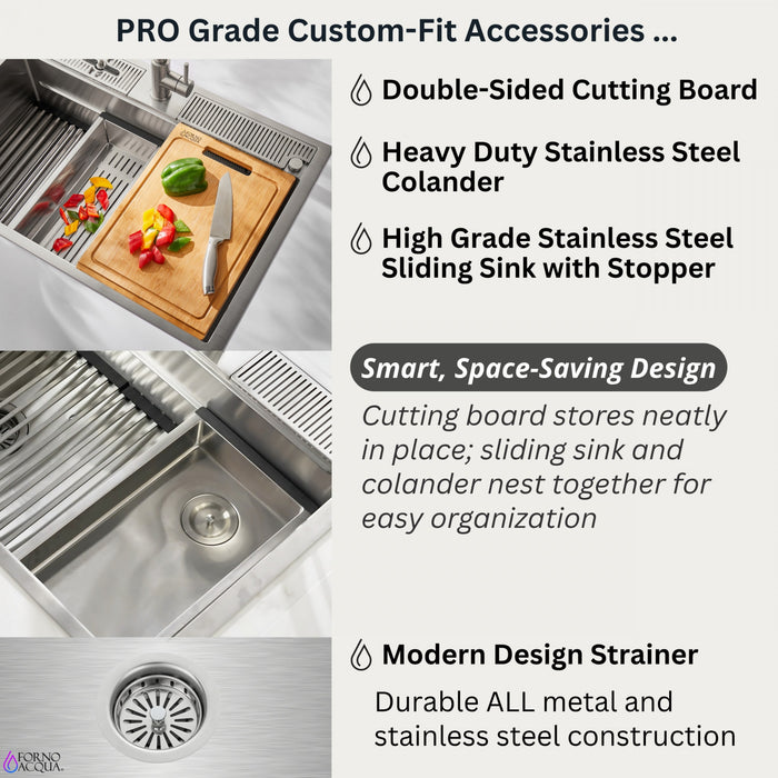 MultiSINK 33 in. Dual Mounted 3-Level Workstation Kitchen Sink, Faucet, Glass Rinser,Stainless Steel- D-WP31 Laundry Combo