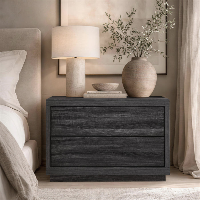 Navis Contemporary 32\" Nightstand in Charcoal Gray (2-Drawer)
