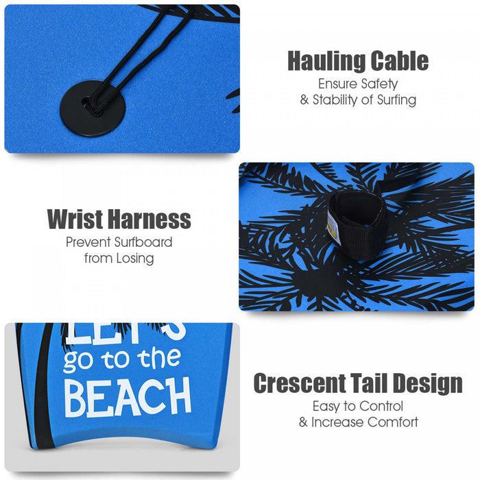 Goplus 41'' Super Lightweight Bodyboard Surfing W/leash Eps Core Boarding Ixpe Blue