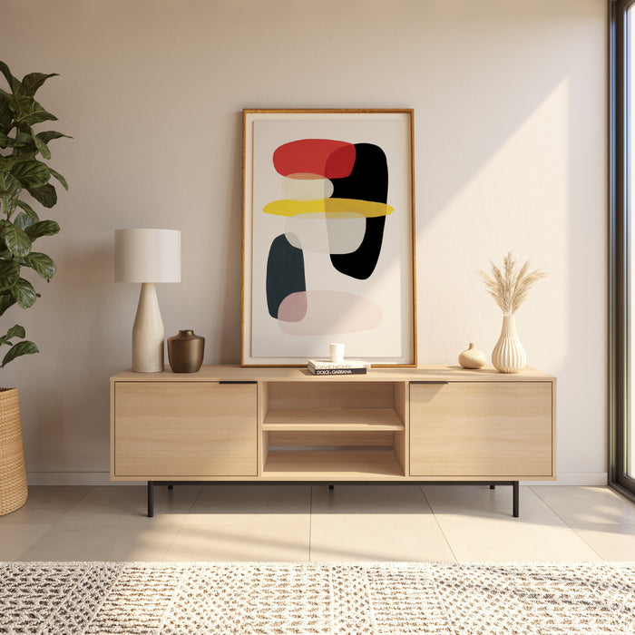 Nordika Hamilton 70\" TV Stand with 2 Storage Cabinets - Natural Blonde Oak