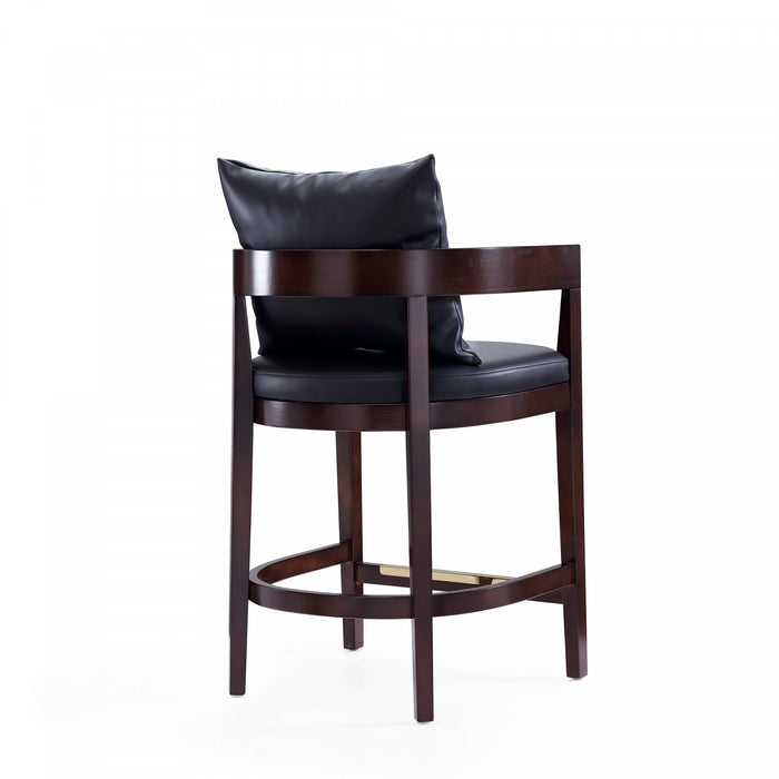Ritz Mid-Century Modern Wood Upholstered Counter Stool in Black - Set of 2