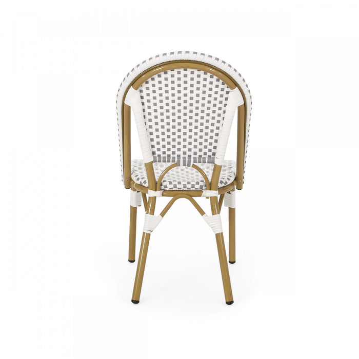 Julien Faux Ratten and Aluminum French Bistro Chairs, Set of 2 - Grey and White