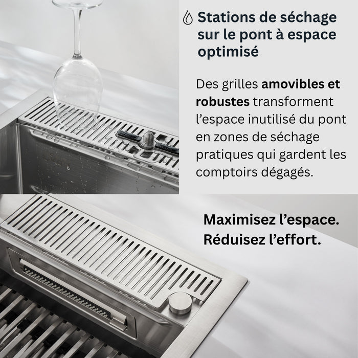 MultiSINK 45 in. Dual Mounted 3-Level Workstation Kitchen Sink, Faucets, Glass Rinser,Stainless Steel- J-WP30 Laundry Combo