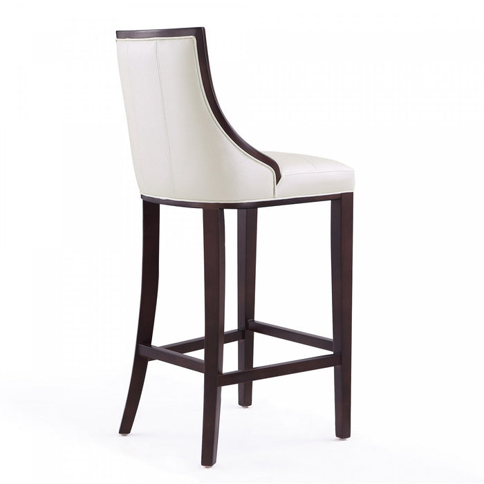 Fifth Avenue Traditional Wood Upholstered Barstool in Pearl White - Set of 2