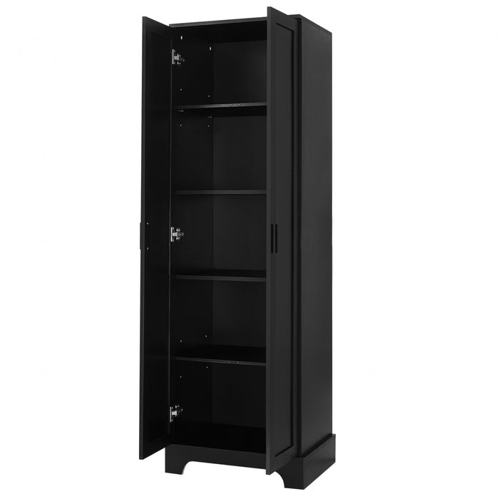 Liam Multi-Functional Storage Cabinet with Doors and Adjustable Shelves,Black Accent Cabinet