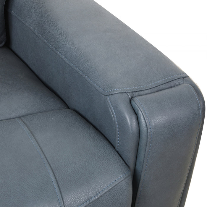Bellamy 78 in. Leather Match Power Reclining Sofa with Adjustable Headrest and USB - Blue
