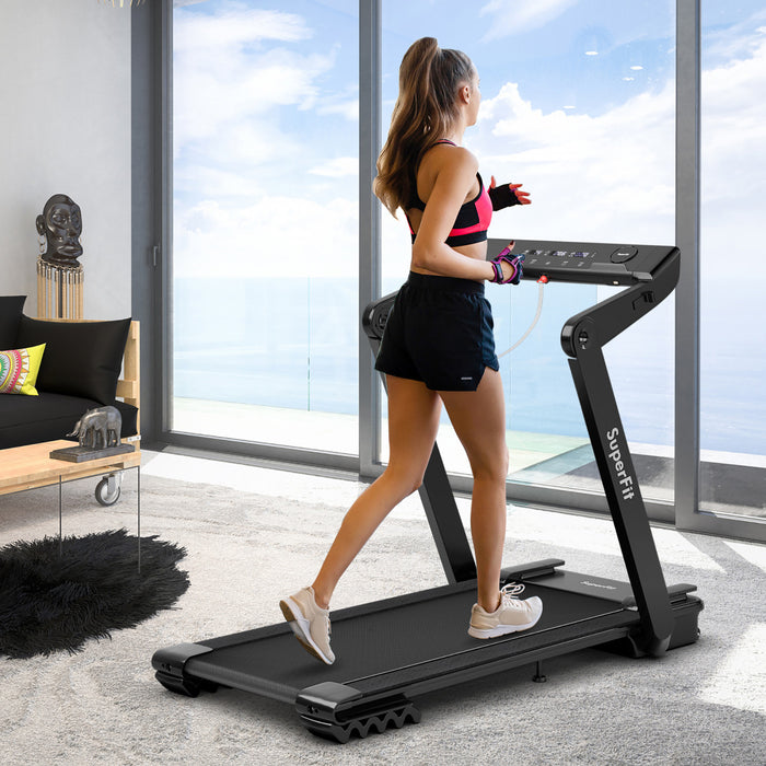 Superfit 4.0hp Foldable Electric Treadmill Jogging Machine W/bluetooth Black