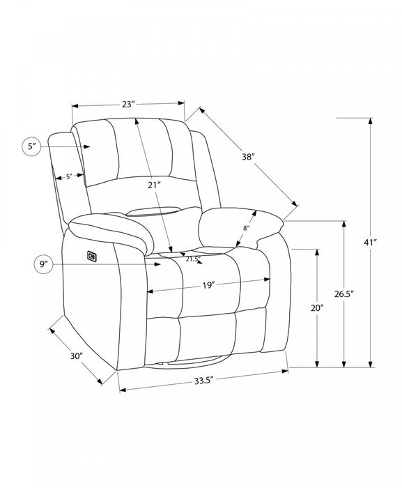 Large Upholstered Power Reclining Chair, Usb Ports Included, Beige Fabric, Transitional Recliner