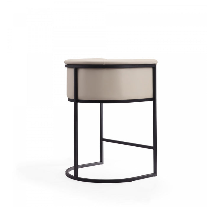 Cosmopolitan Mid-Century Modern Metal Upholstered Counter Stool in Cream - Set of 2 Bar Stool