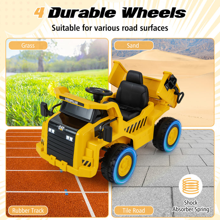 Costway Kids Ride On Dump Truck With 2.4g Remote Control Working Megaphone Sand Shovel
