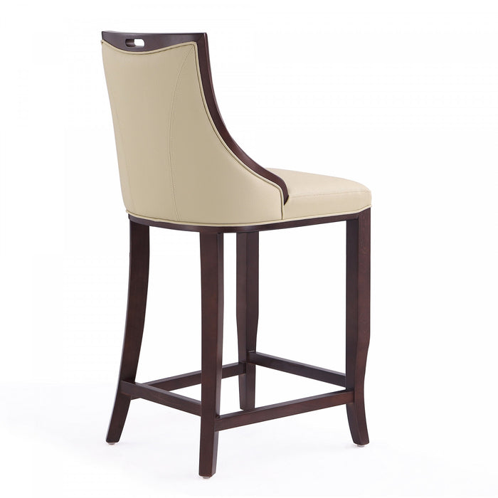 Emperor Traditional Wood Upholstered Barstool in Cream - Set of 3