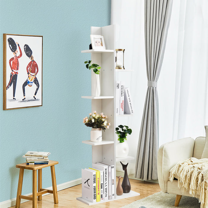 Costway Open Concept Bookcase Plant Display Shelf Rack Storage Holder Wooden White