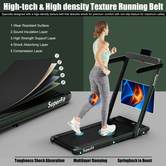 Superfit 2.25hp 2 In 1 Folding Treadmill W/ Speaker Remote Control App Green