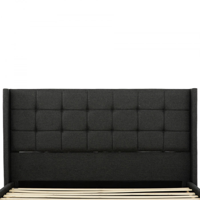 Wilder Grey Upholstered Wingback Platform Bed - Full