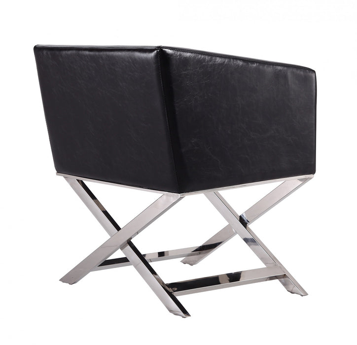 Hollywood Contemporary Vegan Leather Accent Armchair in Black - Set of 2