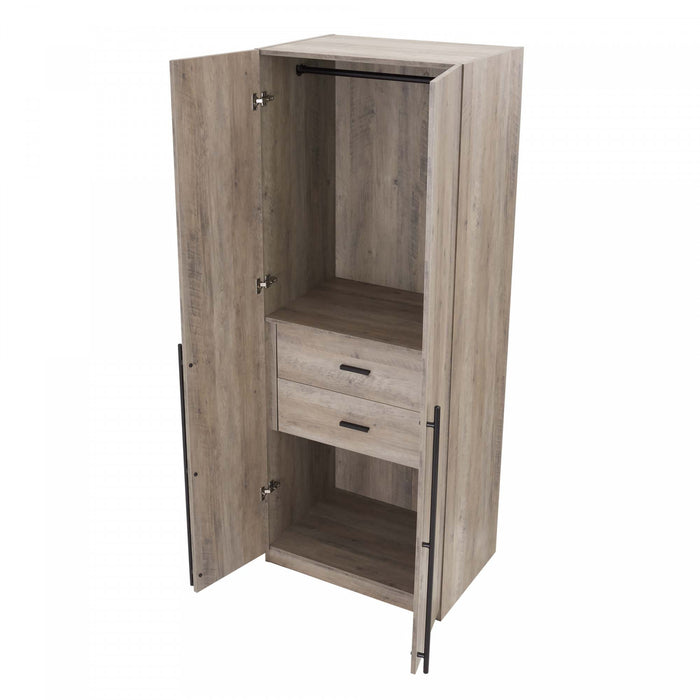 Lee Modern 32\" Wardrobe Closet in Rustic Gray - Set of 2 Armoire