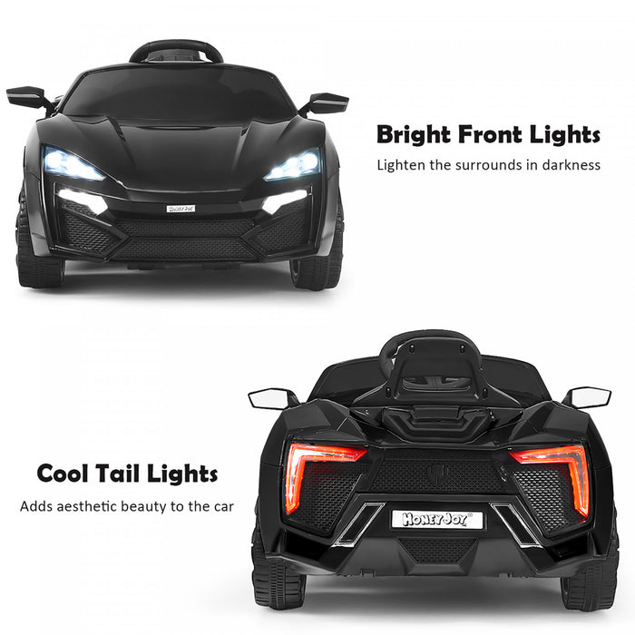 Costway 12v Kids Ride On Car 2.4g Rc Electric Vehicle W/ Lights Mp3 Openable Doors Black