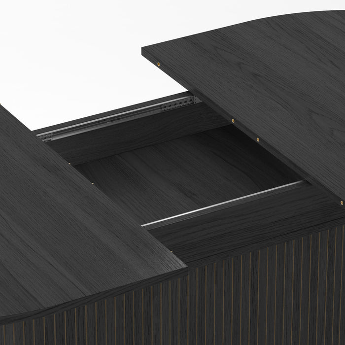 Noah Extendable Oval Dining Table with Striped Legs,Black