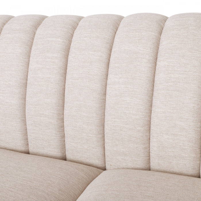 Taylor 84.5\" Linen-look Fabric Condo Size Sofa With Wood Legs - Beige White