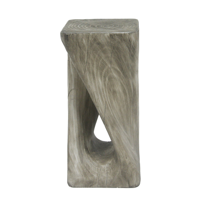 Cade 26.80\" Twisted Square MGO Accent Table, Unique Natural Wood Grain Indoor Side Table, Grey