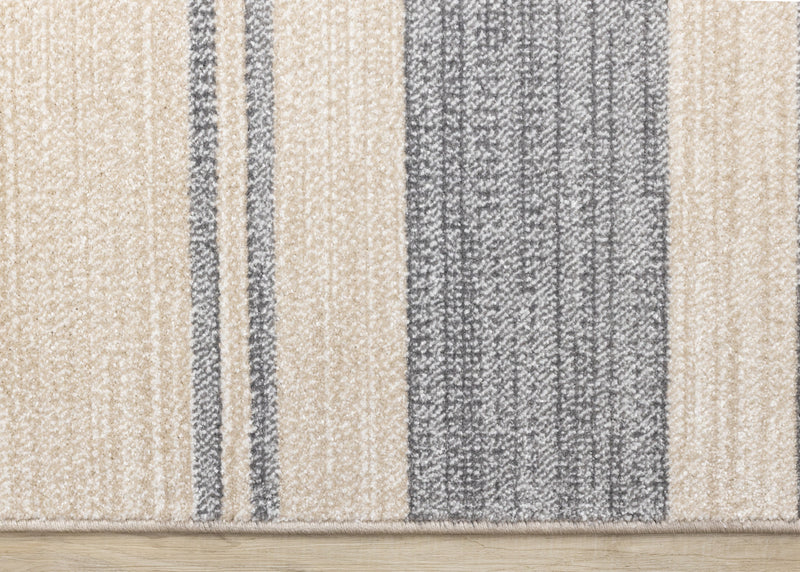 Covington Beige Grey Striped Design Rug, 6'7\" x 9'10\" Indoor Area Rug