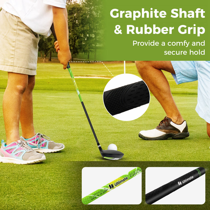 Ultimate Kids Golf Practice Set Junior Complete Golf Club Set For Kids Age 8-10 Years Old Green