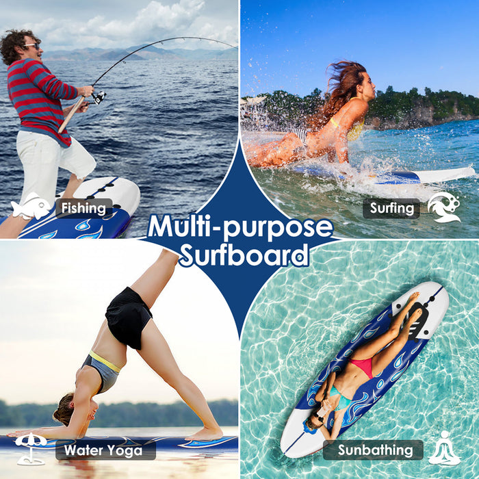 Costway 6' Surfboard Foamie Body Surfing Board W/3 Fins & Leash For Kids Adults White
