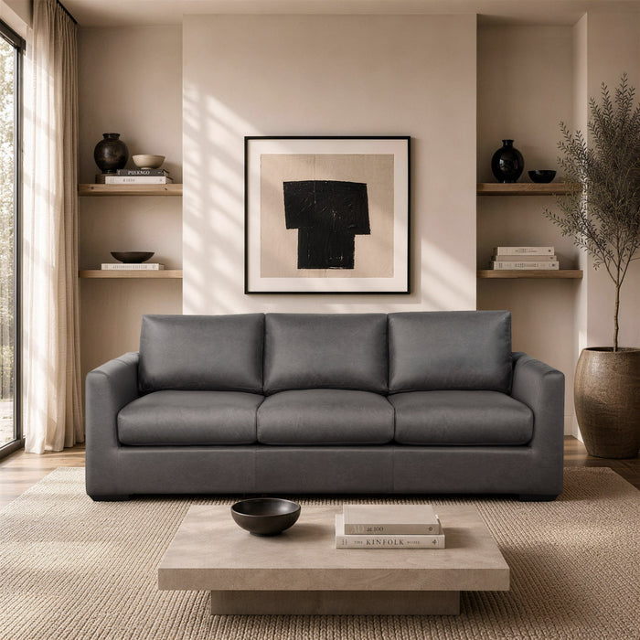 Cleo Contemporary 96\" Upholstered Sofa in Pewter